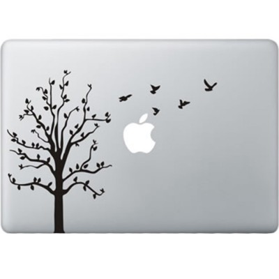 Boom met Vogels MacBook Sticker Zwarte Stickers